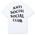 White short-sleeve t-shirt with 'ANTI SOCIAL SOCIAL CLUB' printed in large black letters on the back, shown against a plain white background.