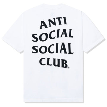 White short-sleeve t-shirt with 'ANTI SOCIAL SOCIAL CLUB' printed in large black letters on the back, shown against a plain white background.
