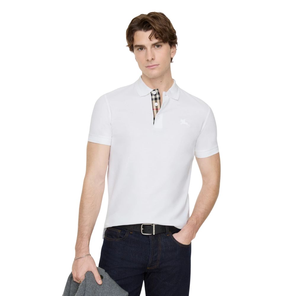 Burberry Monogram Motif Cotton Pique Polo 'White