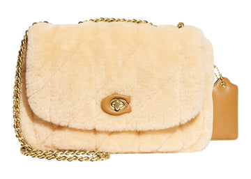 Coach Shoulder Bag In Shearling With Quilting Pillow Madison 'Natural