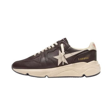 Golden Goose Men’s Running Sole Sneakers in Brown Leather with Cream Star