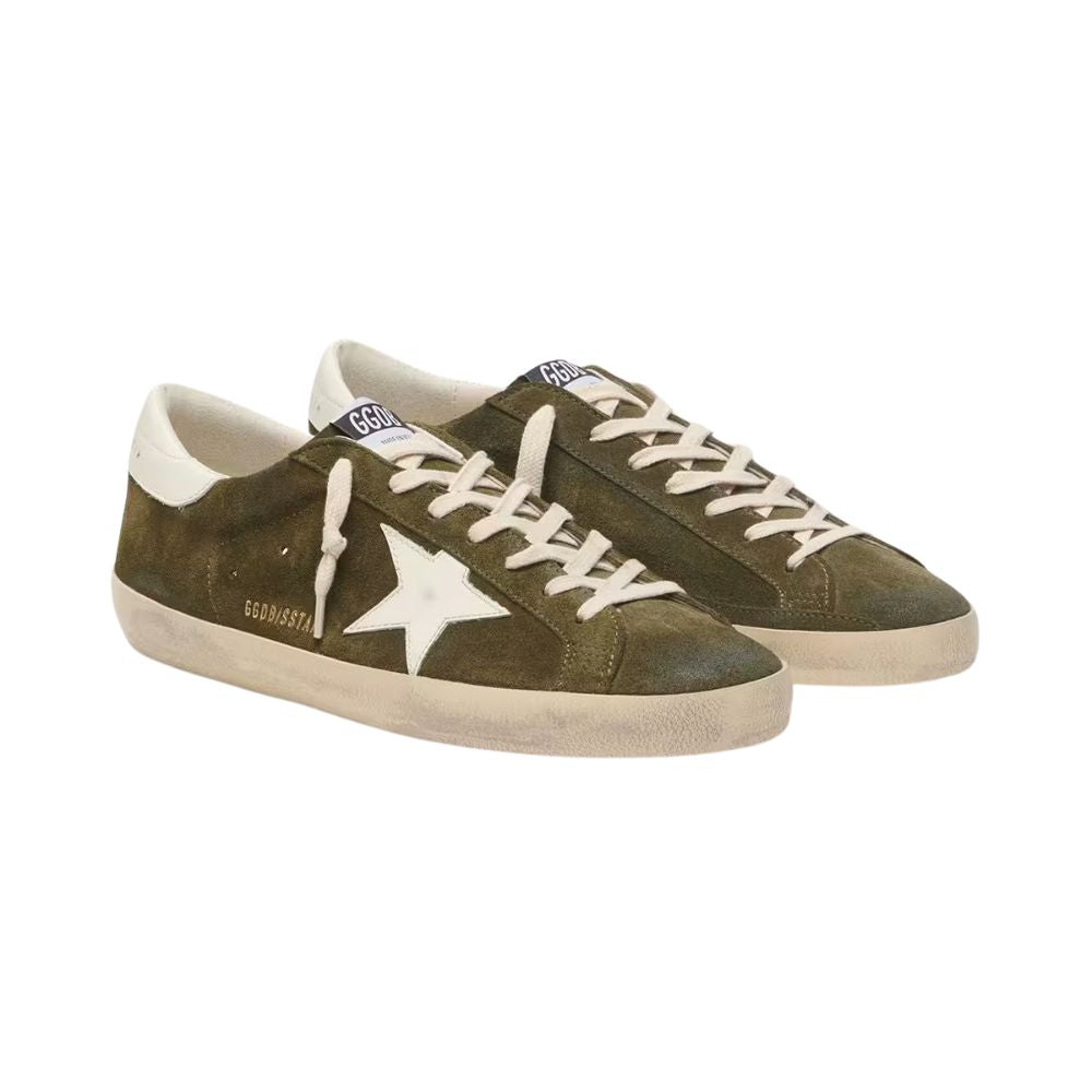 Golden Goose Super-Star Men's Olive Green Suede Sneakers