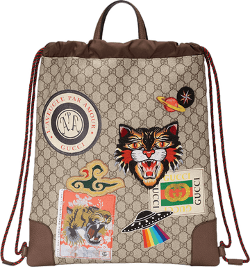 Gucci Courrier Drawstring Supreme Embroidered Appliques 'Beige Multicolor'