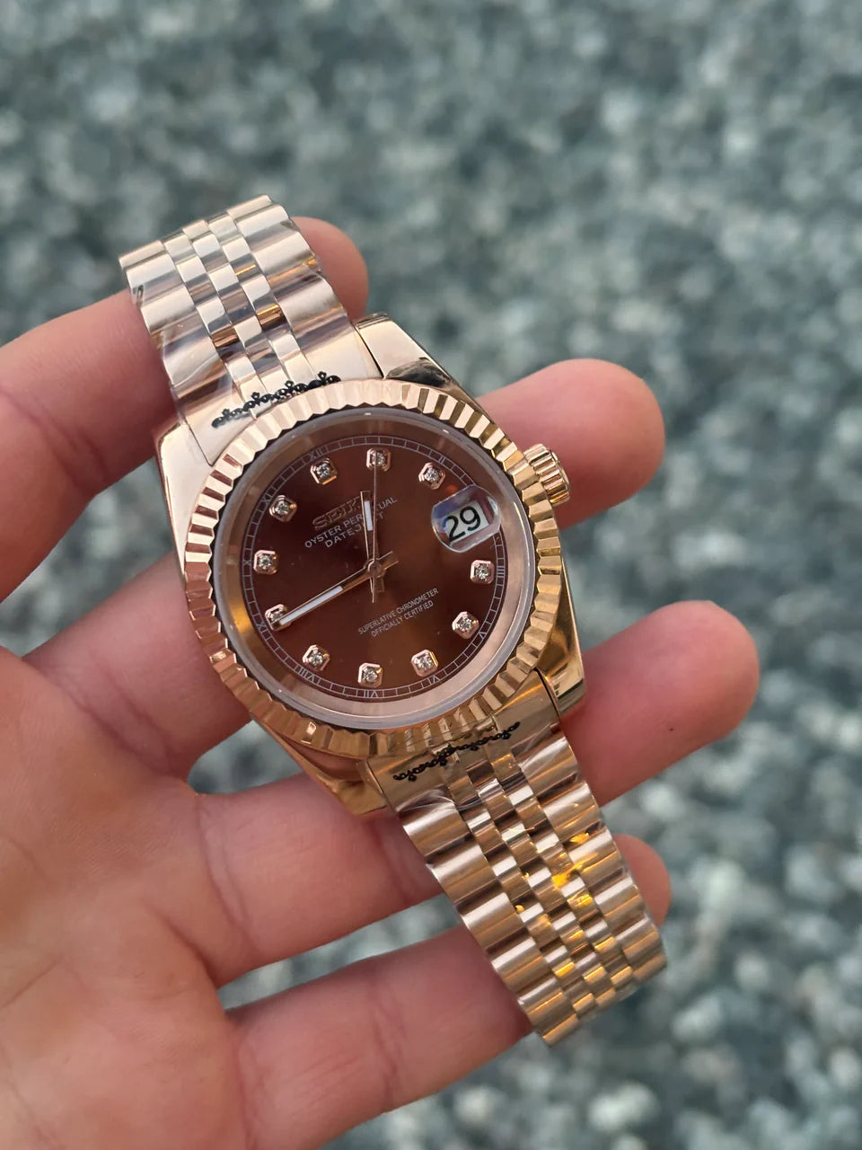 Seiko Mod Datejust Chocolate 'Rose Gold'