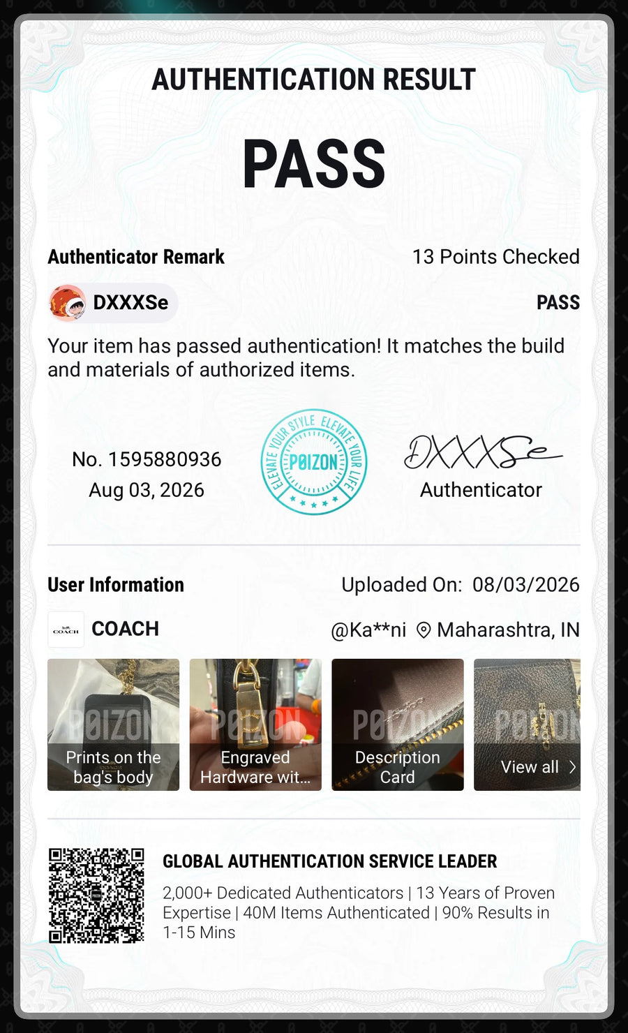 AUTHENTICITY CERTIFICATES PROVIDED WITH EVERY ORDER