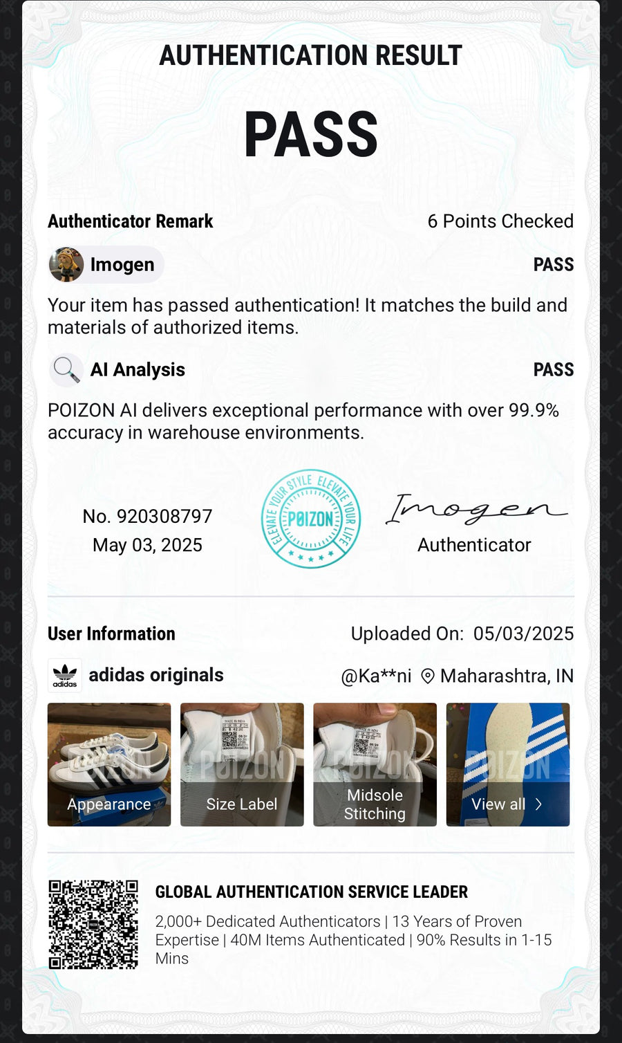 AUTHENTICITY CERTIFICATES PROVIDED WITH EVERY ORDER