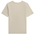 A plain short-sleeve crewneck t-shirt in a light beige or cream color, shown from the back on a solid white background.