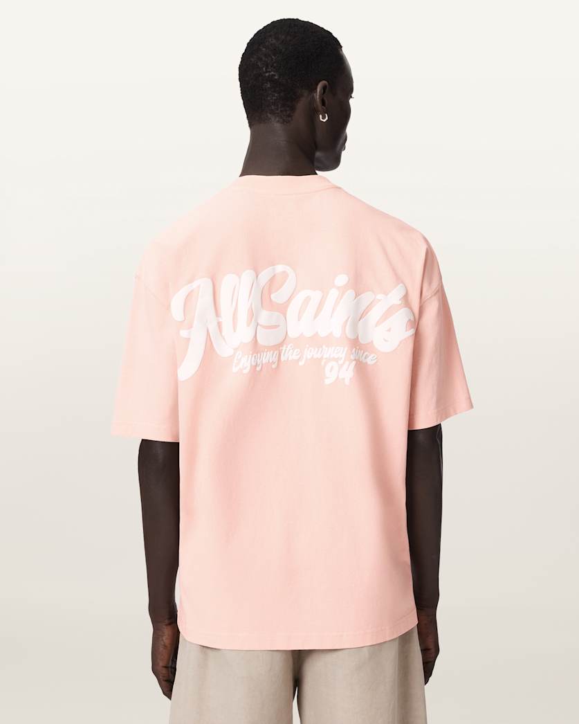 AllSaints Odyssey Oversized Short Sleeve Crew T-Shirt – Blushed Pink