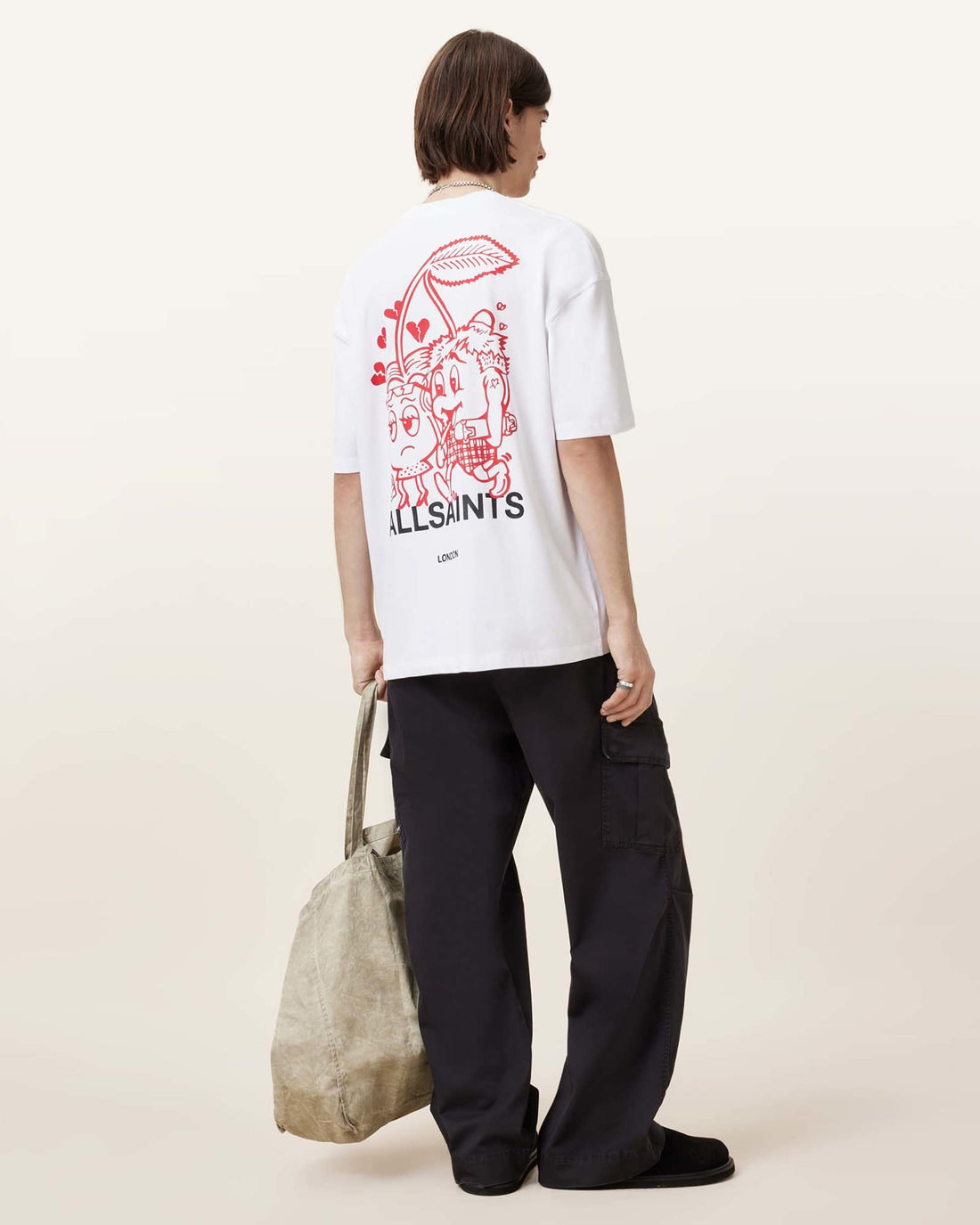 All Saints Break Up Oversized Crew Neck T-Shirt 'optic-white'