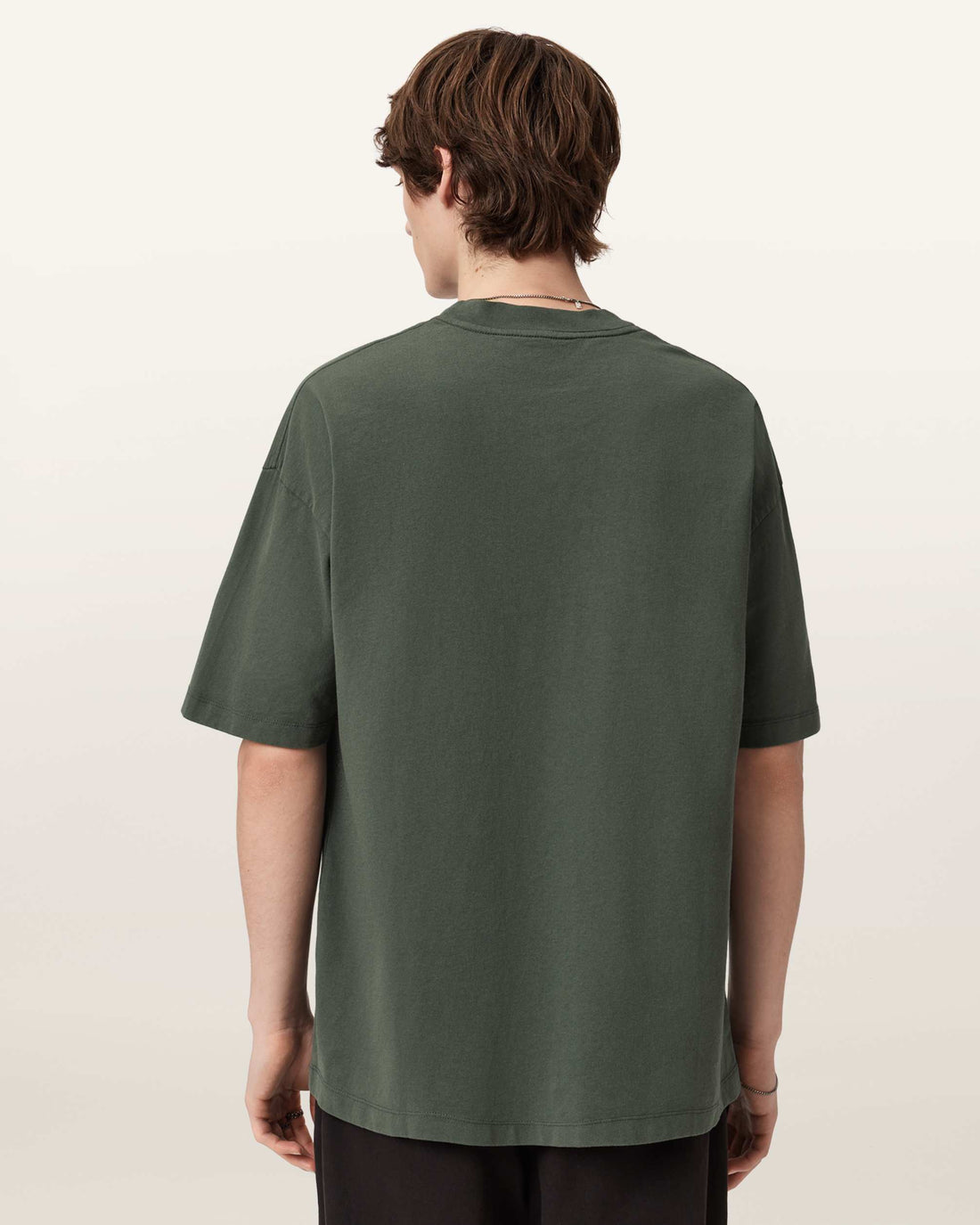 All Saints Xander Flocked Logo Oversized T-Shirt 'Garnet Green'