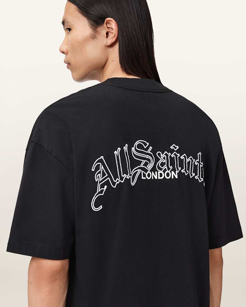 AllSaints Descent Oversized Graphic T-Shirt – Washed Black