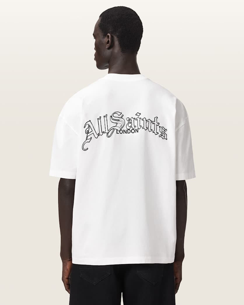 AllSaints Descent Oversized Graphic T-Shirt – Ashen White