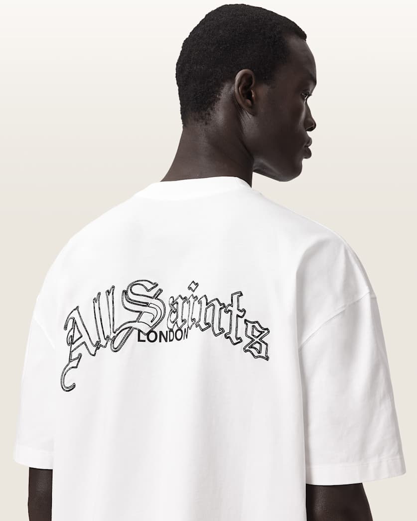 AllSaints Descent Oversized Graphic T-Shirt – Ashen White