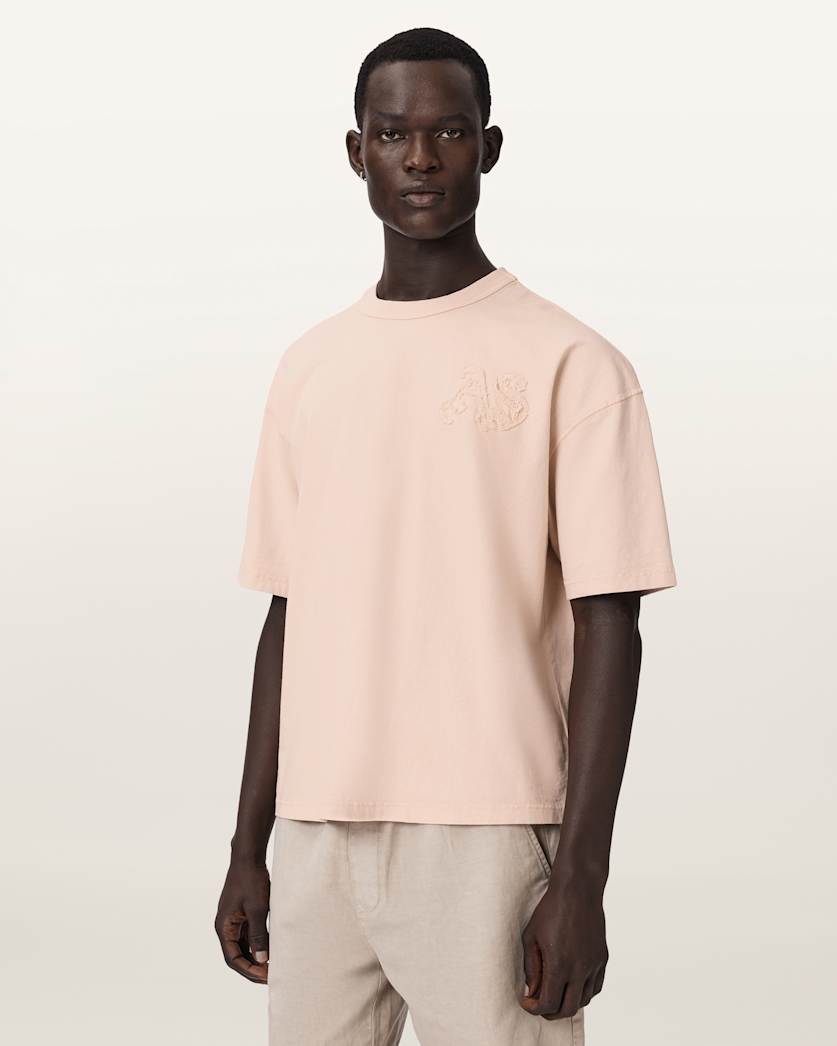 AllSaints Insignia Short Sleeve Cotton T-Shirt – Crystal Pink
