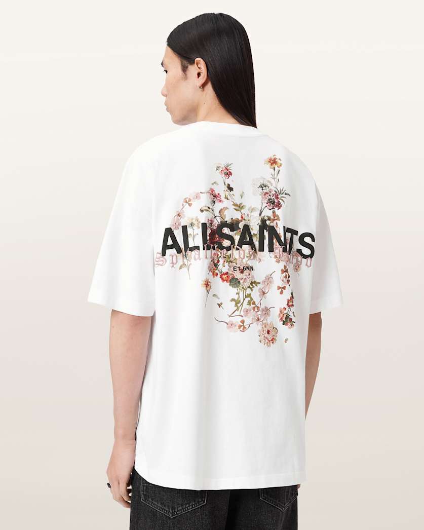 AllSaints Valen Oversized Graphic T-Shirt - Ashen White