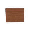 A brown leather card holder with an alligator or crocodile-embossed texture on the front and smooth leather card slots on the back, shown on a plain white background.