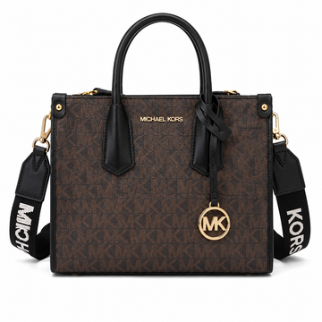 Michael Kors Mercer Medium Messenger Signature Crossbody Bag - Dark Brown/Black