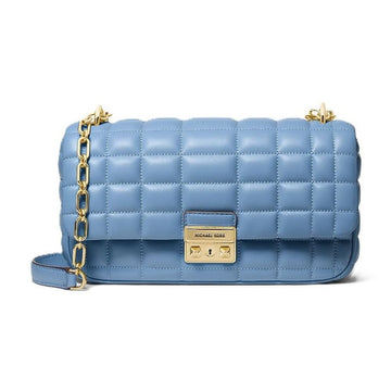 Michael Kors Tribeca Large Quilted Leather Shoulder Bag - Blue -Front