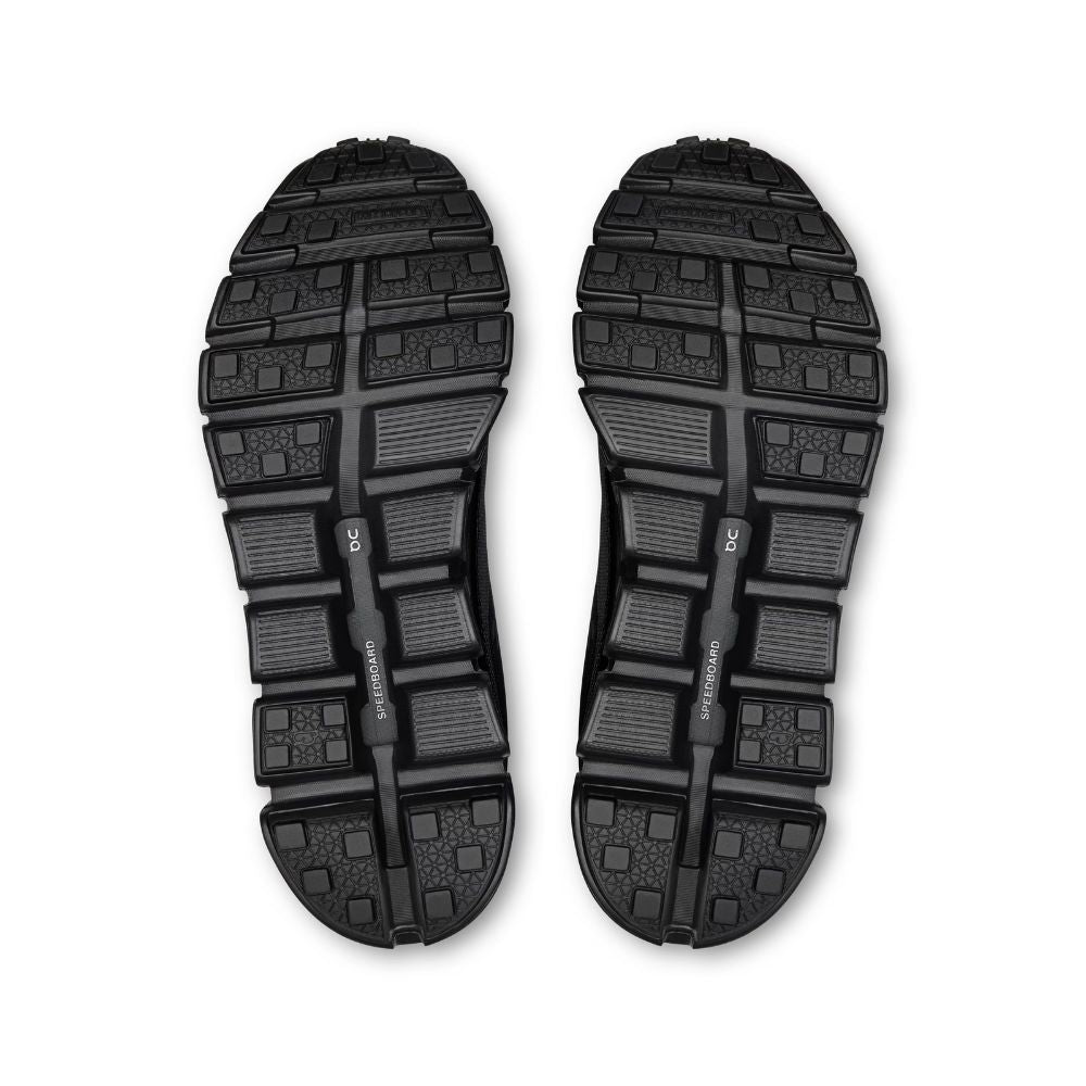 Black sole of a shoe with tread pattern on a white background