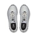 A pair of On running shoes in light gray and white with black accents, shown from a top-down view on a white background.