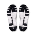 A pair of athletic shoes shown from the sole view, featuring a black and white treaded outsole design on a plain white background.