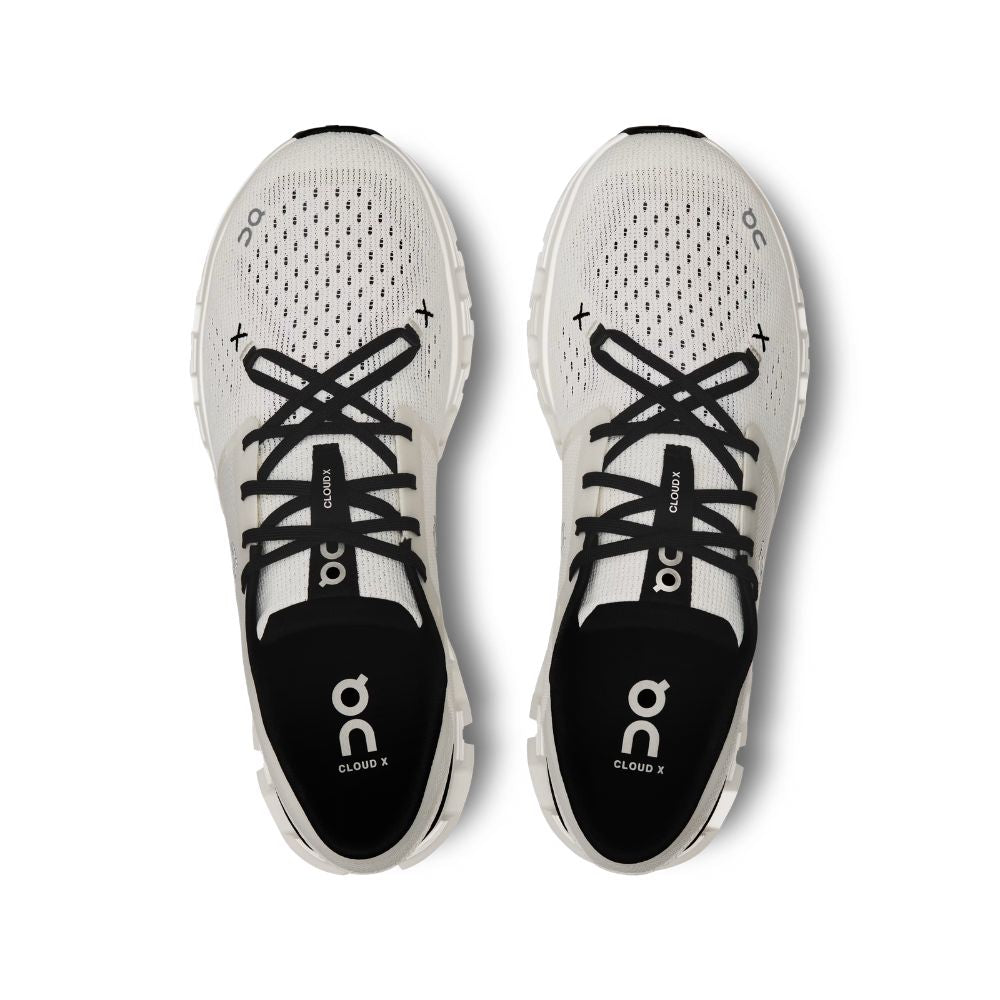 A pair of white and black POC Cloud-5 running shoes shown from a top-down view on a clean white background.