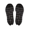 A pair of black athletic shoe soles shown from a top-down view against a plain white background.