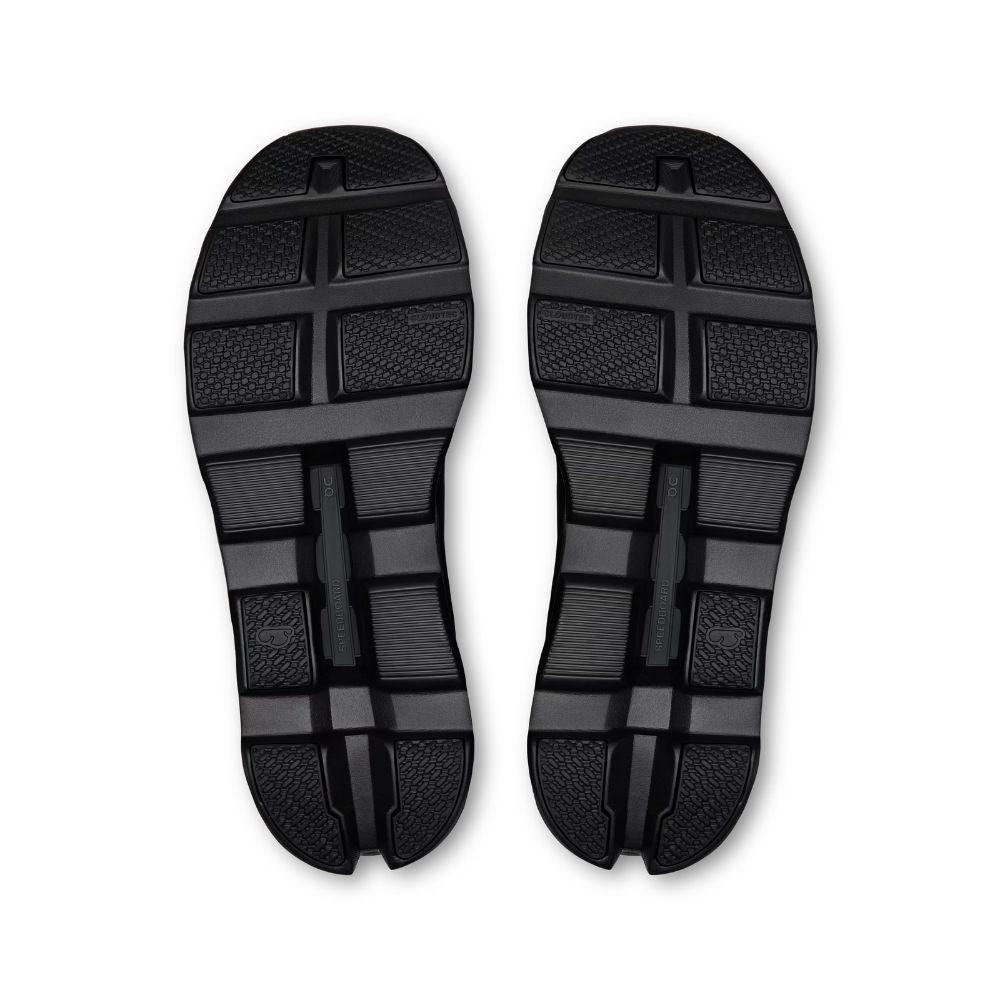 Black shoe sole with tread pattern on a white background