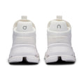 White athletic shoes with brand logo on a white background