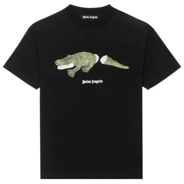 Palm Angels Crocodile Print T-Shirt Black