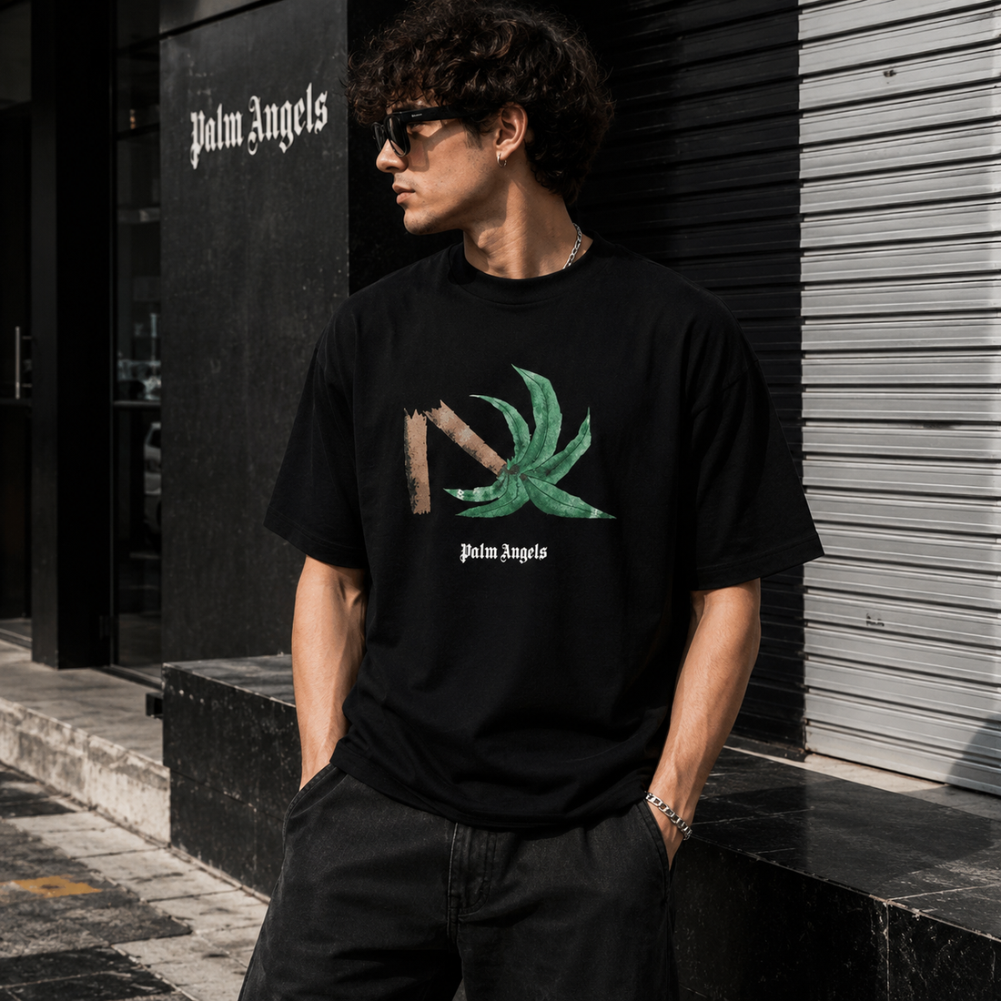 Palm Angels Broken Palm Tee Black