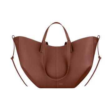 Polène Cyme Textured Cognac Tote Bag