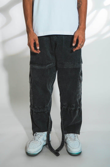 Acidwash Dark Grey Denim Cargo