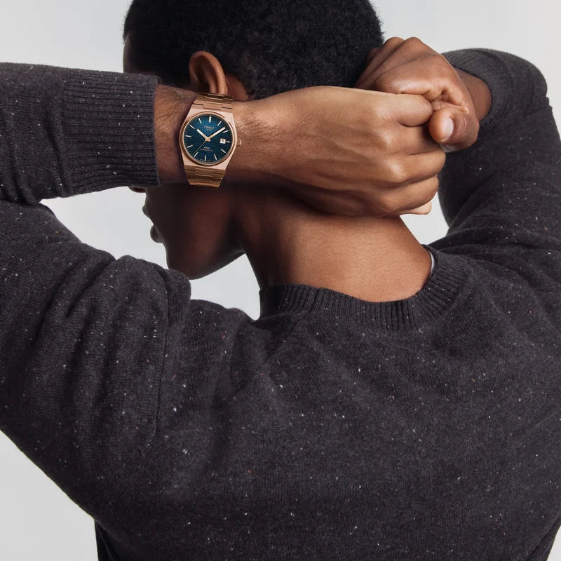 TISSOT PRX Powermatic 80 40mm Rose Gold Blue Dial Watch