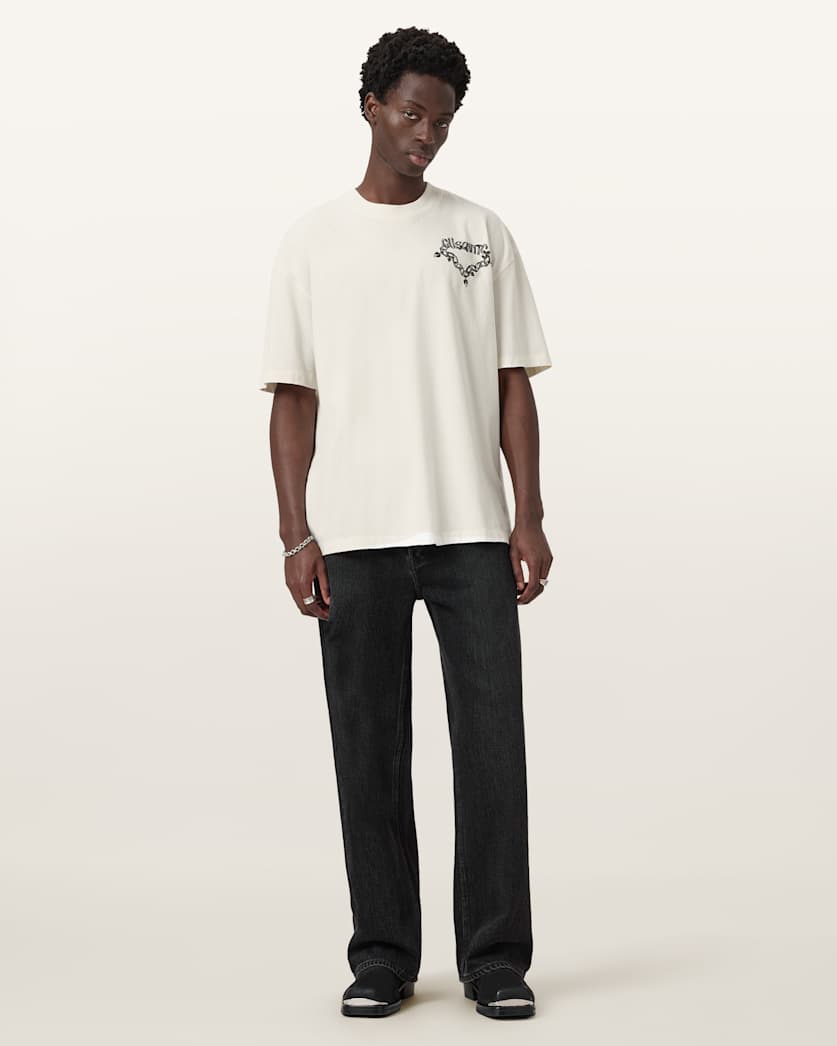 AllSaints Drip Short Sleeve Oversized T-Shirt – Chalk White