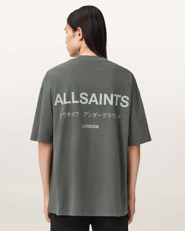 All Saints Underground Oversized Crew Neck T-Shirt 'Garnet Green'