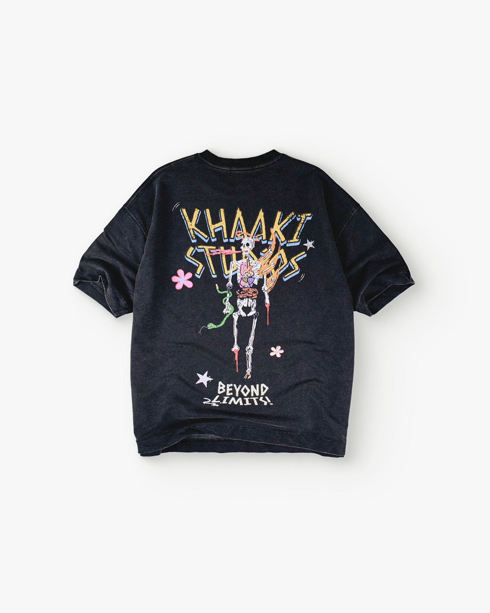 Khaaki Studios - Black Faded Printed Oversized T-shirt