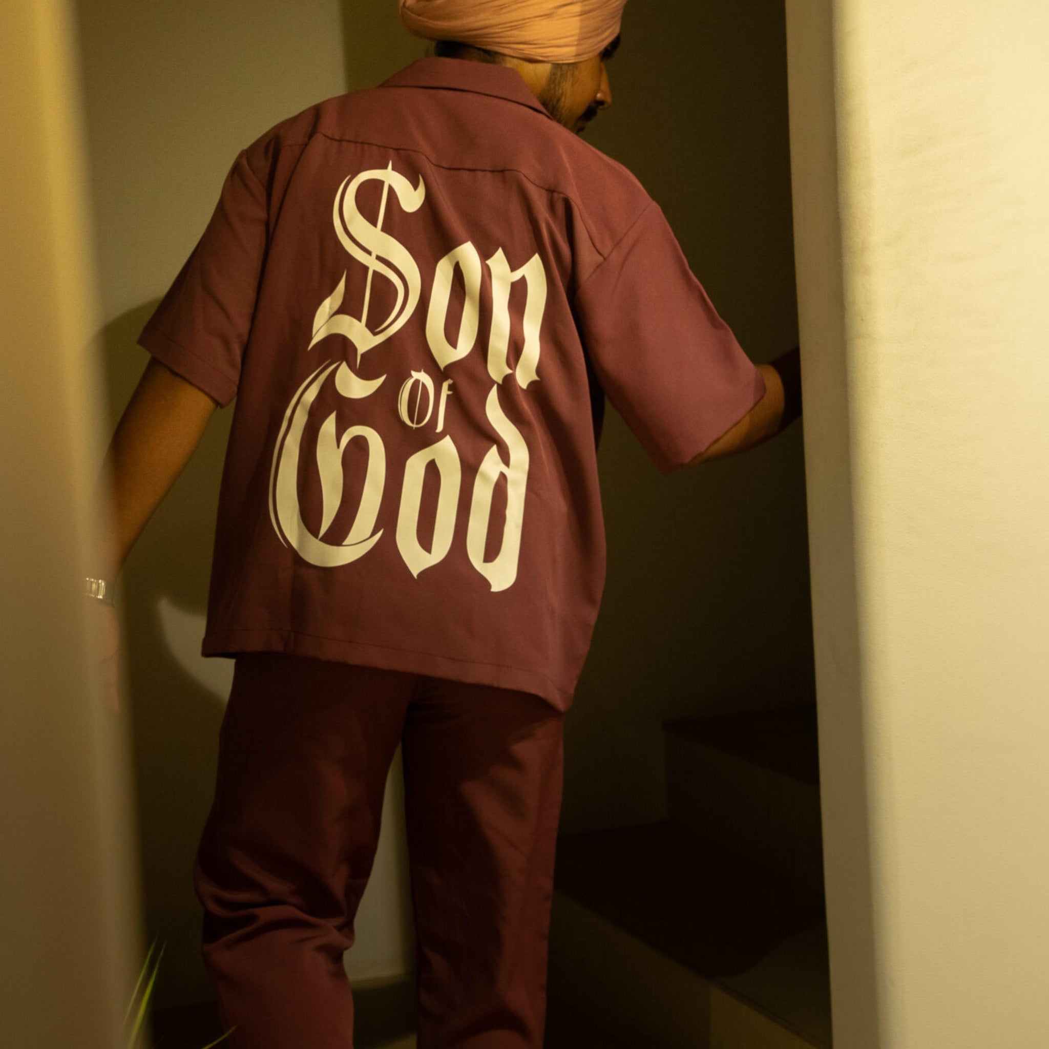 Son Of God Plum Bowling Shirt