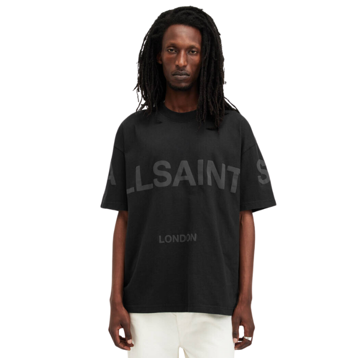 All Saints Biggy Oversized Logo Print T-Shirt 'Jet Black'