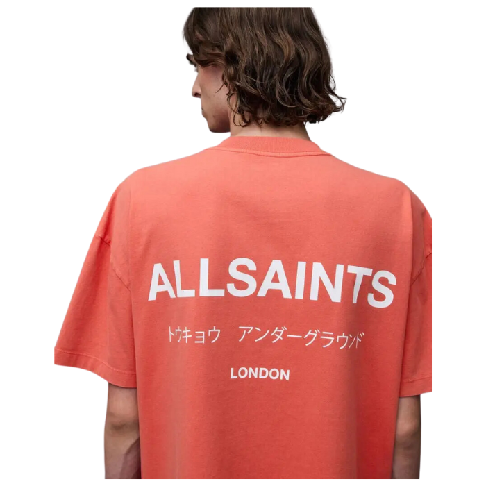 All Saints Underground Oversized Crew Neck T-Shirt 'Ruby Red'
