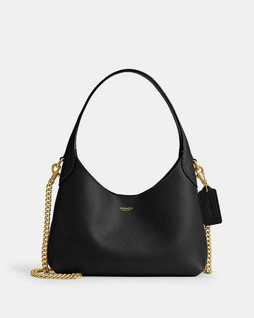 Coach Brooklyn Shoulder Bag 23 Natural Grain Leather-Brass-Black