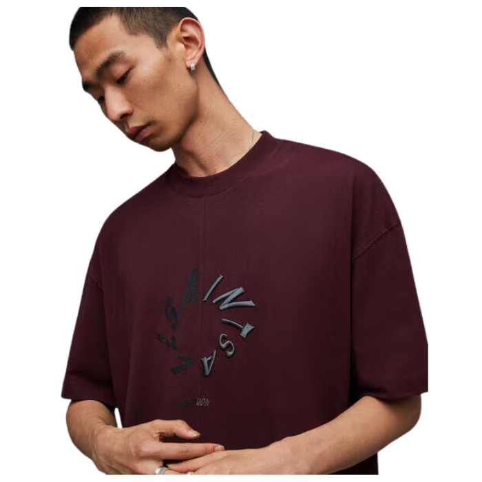 All Saints Halo Oversized Logo Crew Neck T-Shirt 'Mars Red'