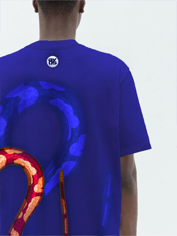 Blue Slithering Snake Oversized T-shirt- AYCS