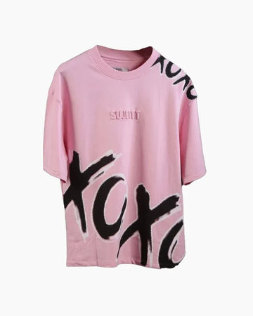 HUGS AND KISSES PINK OVERSIZED T-SHIRT