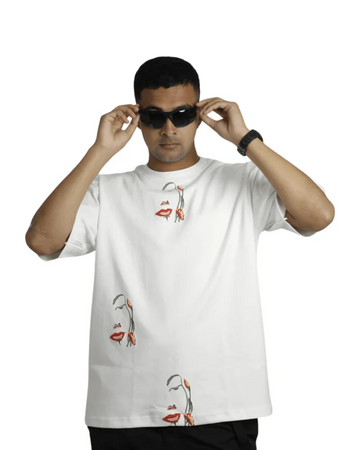 White Flower Face Tshirt