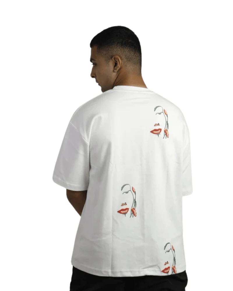 White Flower Face Tshirt