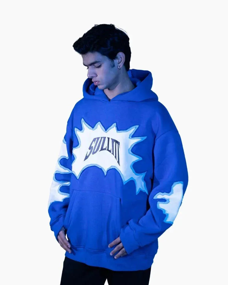 TORN STICHED BLUE HOODIE